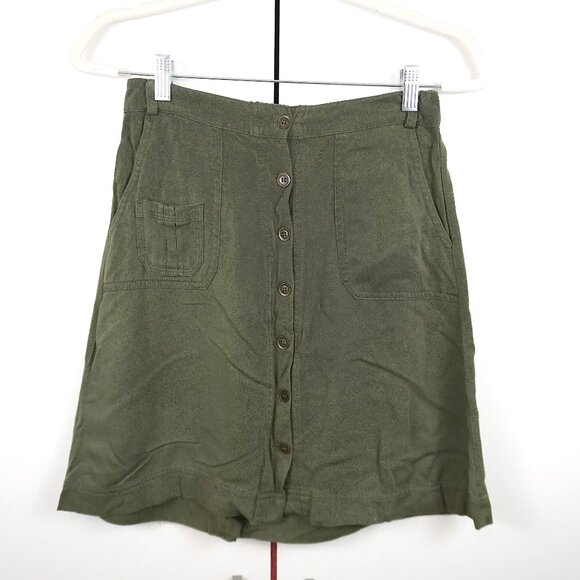 Nordstrom (BP) "Aline" Button Twill Skirt in "Olive Burnt" - Picture 6 of 8